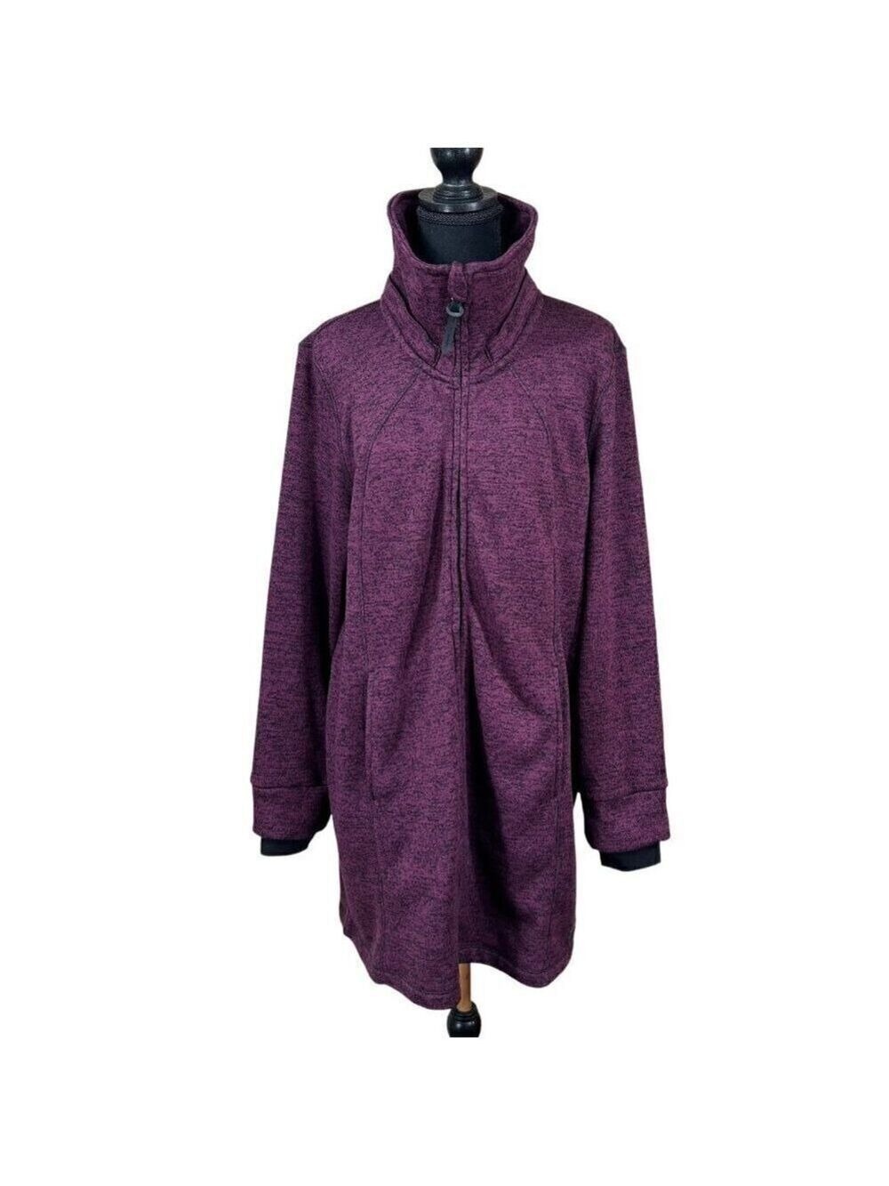 Kenneth Cole Reaction Purple Knit Headphone Access Full Zip Coat Size XXL